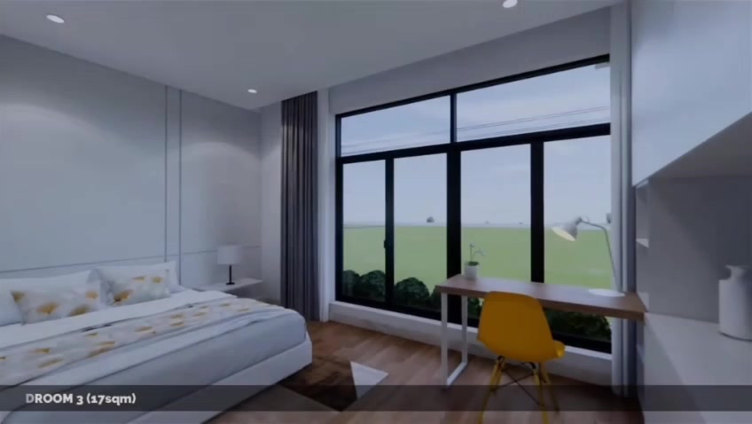 Bedroom with large windows