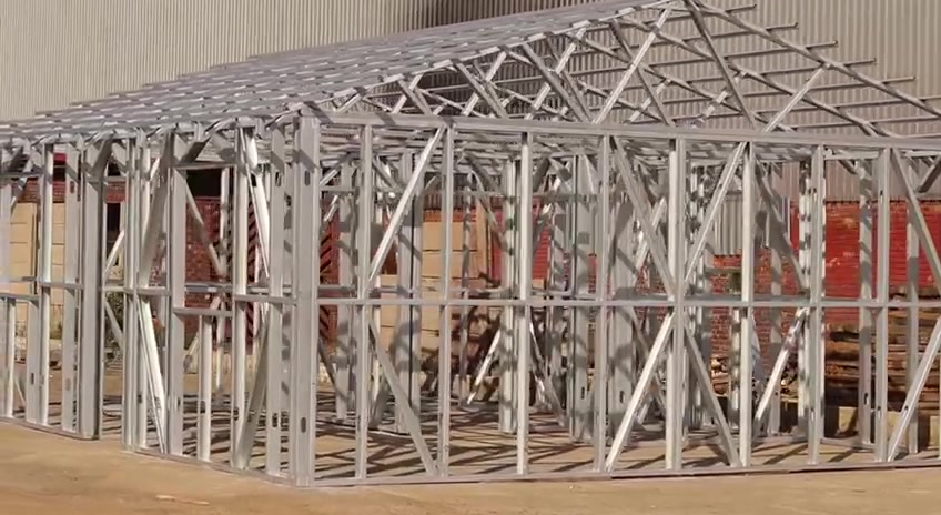 Light steel frame house under construction