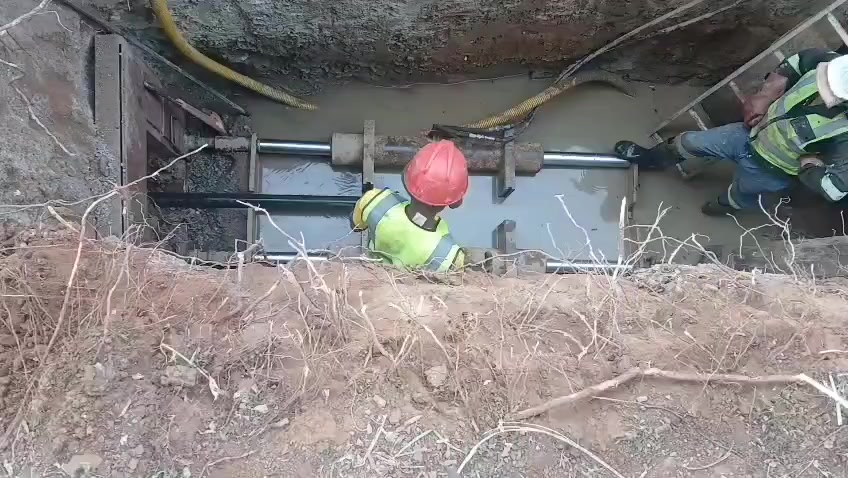 Construction crew at work on site